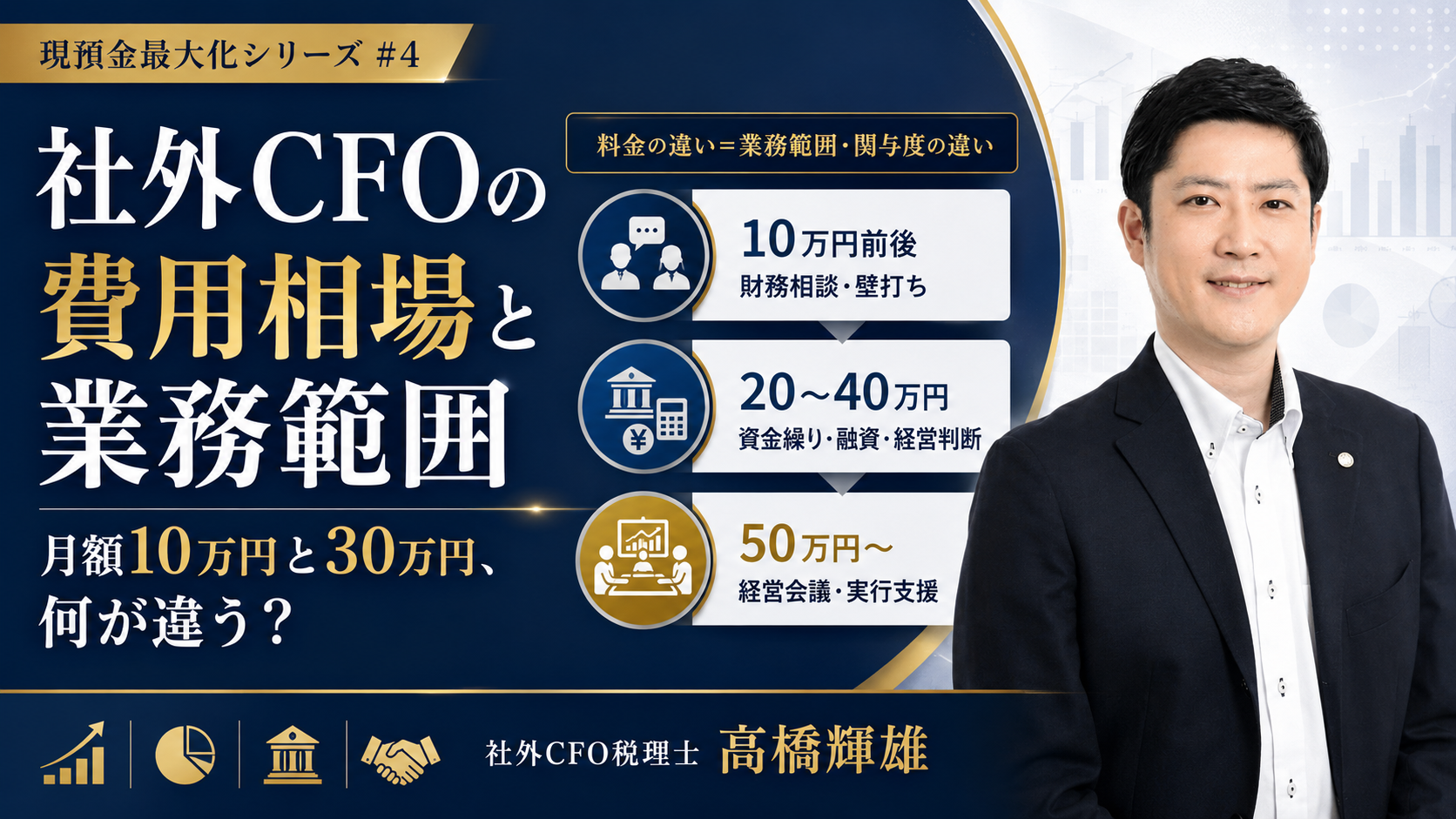 社外CFOの費用相場と業務範囲を解説する社外CFO税理士 高橋輝雄