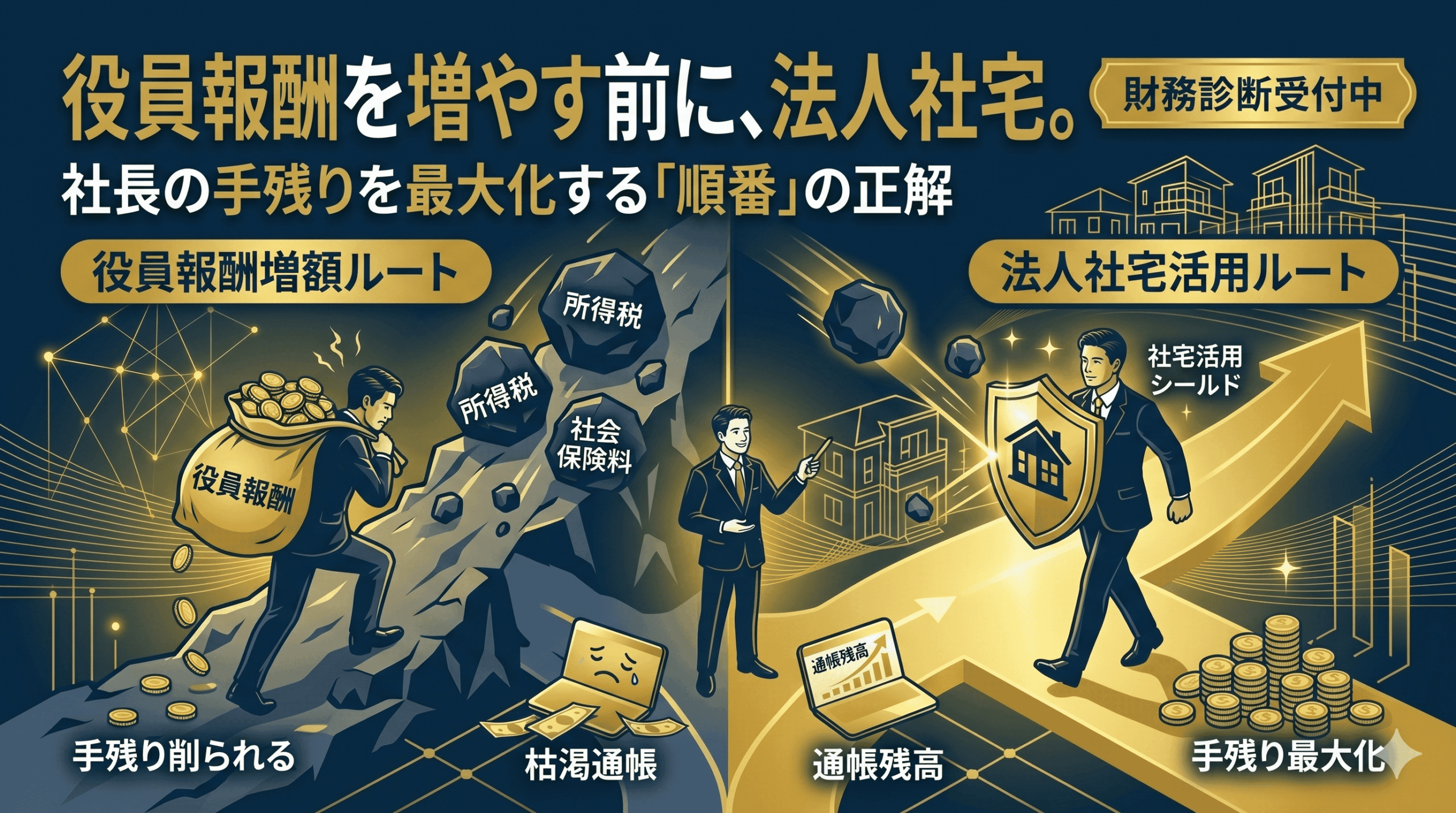 役員報酬を増やす前に法人社宅を検討すべき理由|社長の手残りはどう変わる?