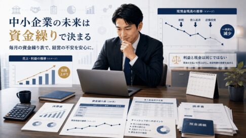 オフィスで財務分析を行う経営者