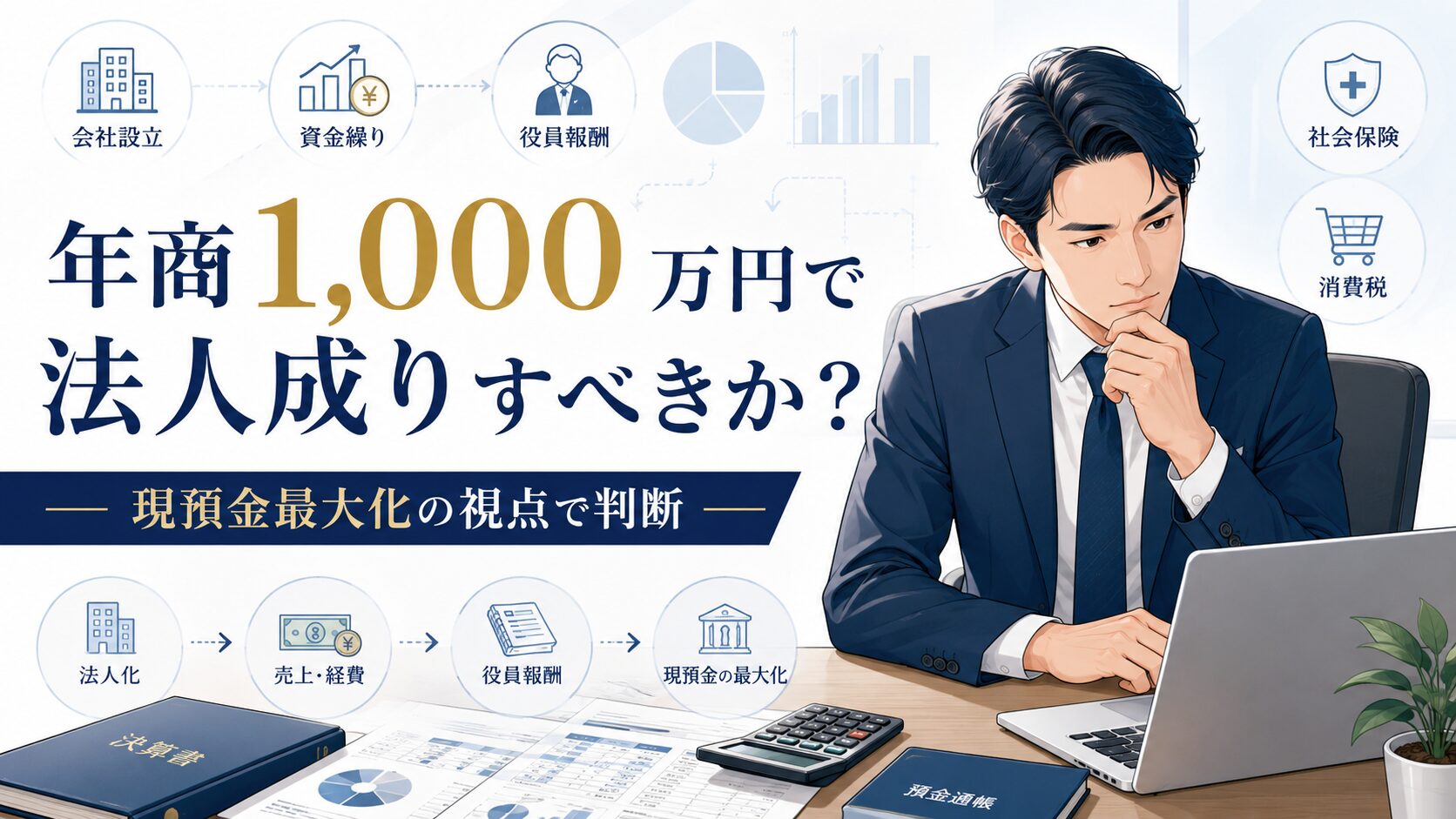 年商1,000万円で法人成りすべきか?ひとり社長が現預金最大化の視点で判断するポイントを解説